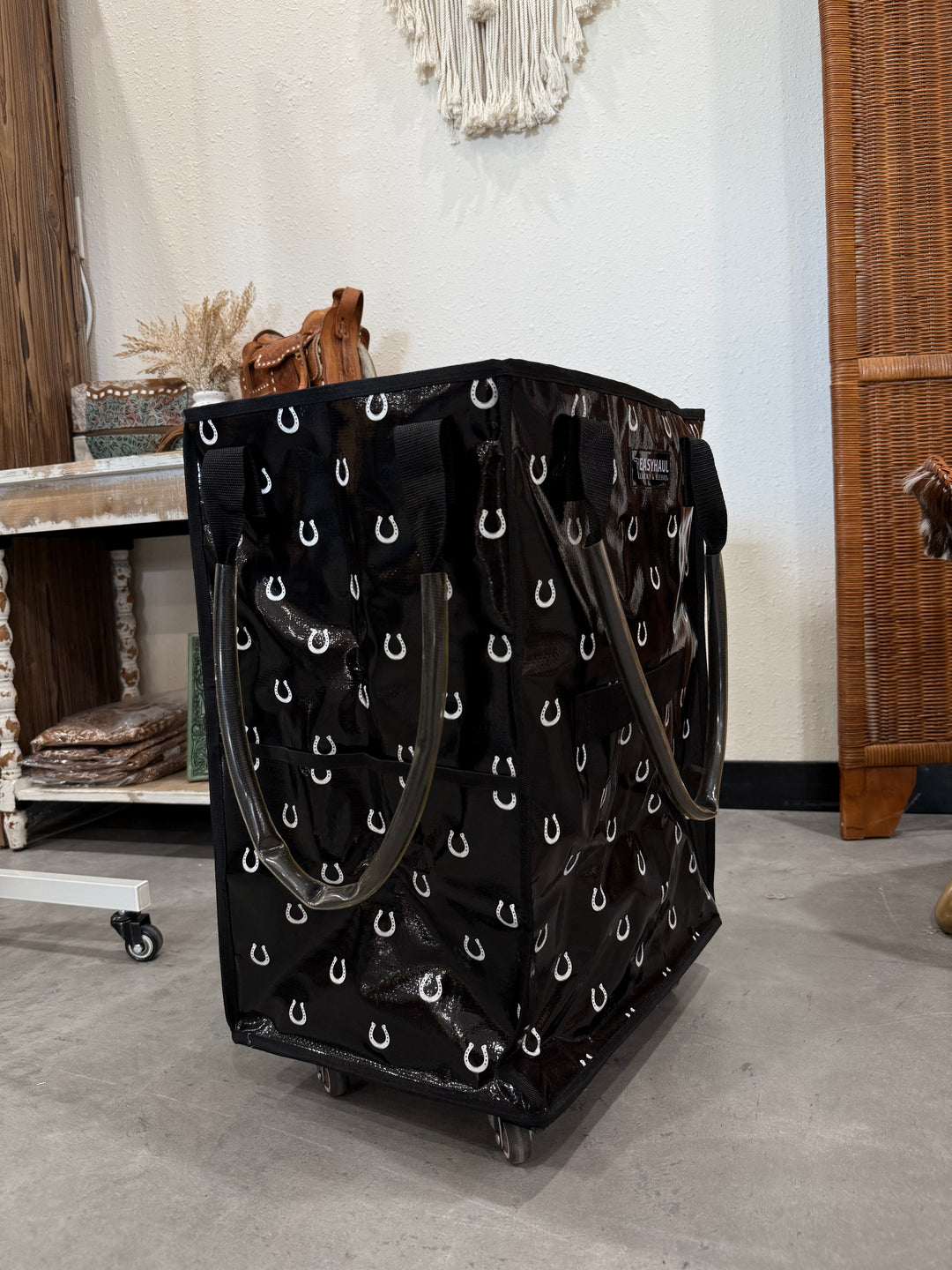 Horseshoe Haul Rolling Tote Bag (16x12x22)