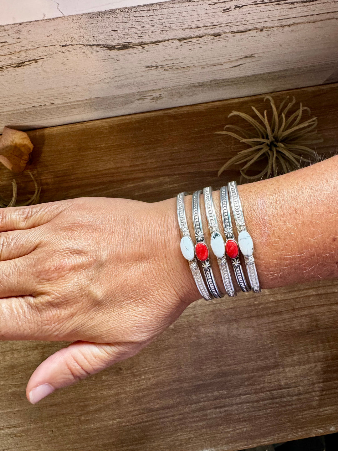 White Buffalo or Red Spiny Cuff Bracelet