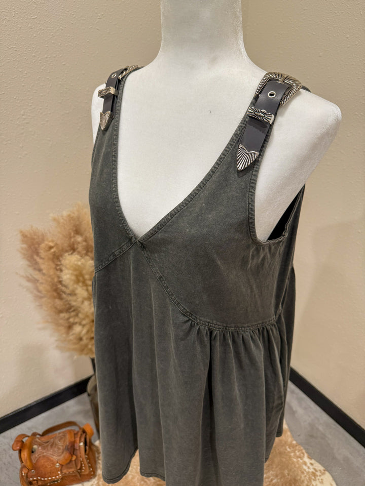 Presley Buckle Dress: Black