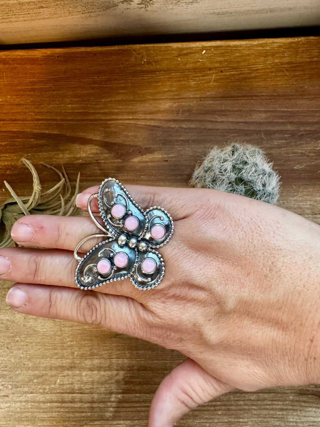 Pink Conch Butterfly Ring -size 7.5
