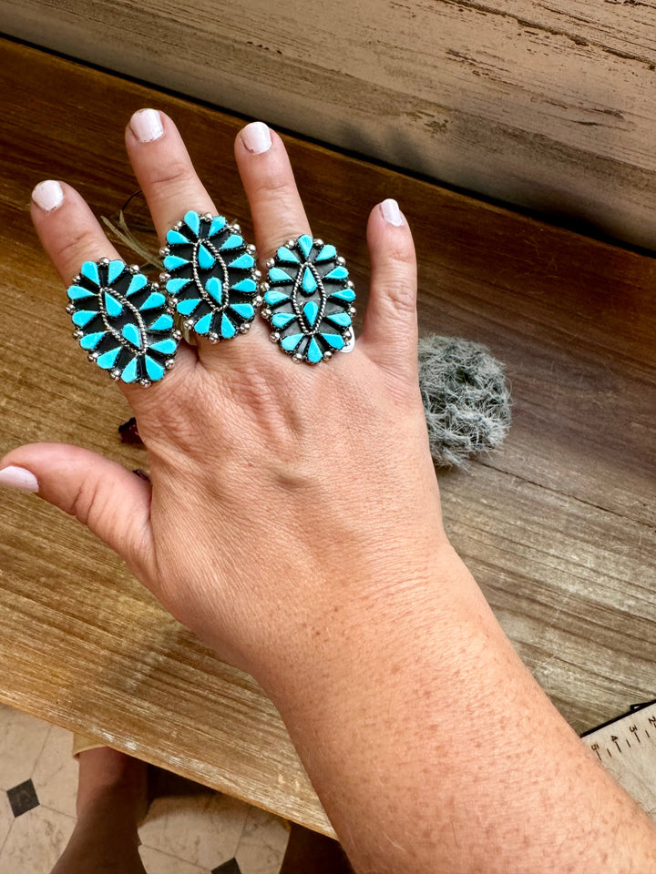 Kingman Turquoise Cluster Ring - 8.5