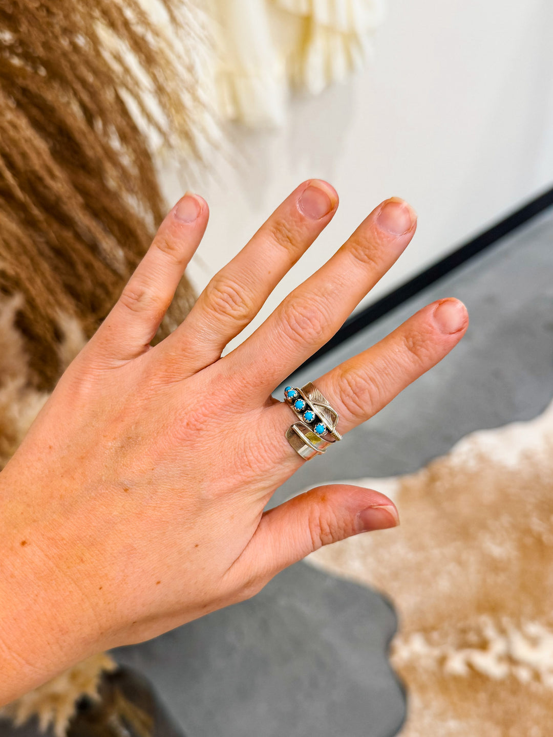 Turquoise Feather Ring