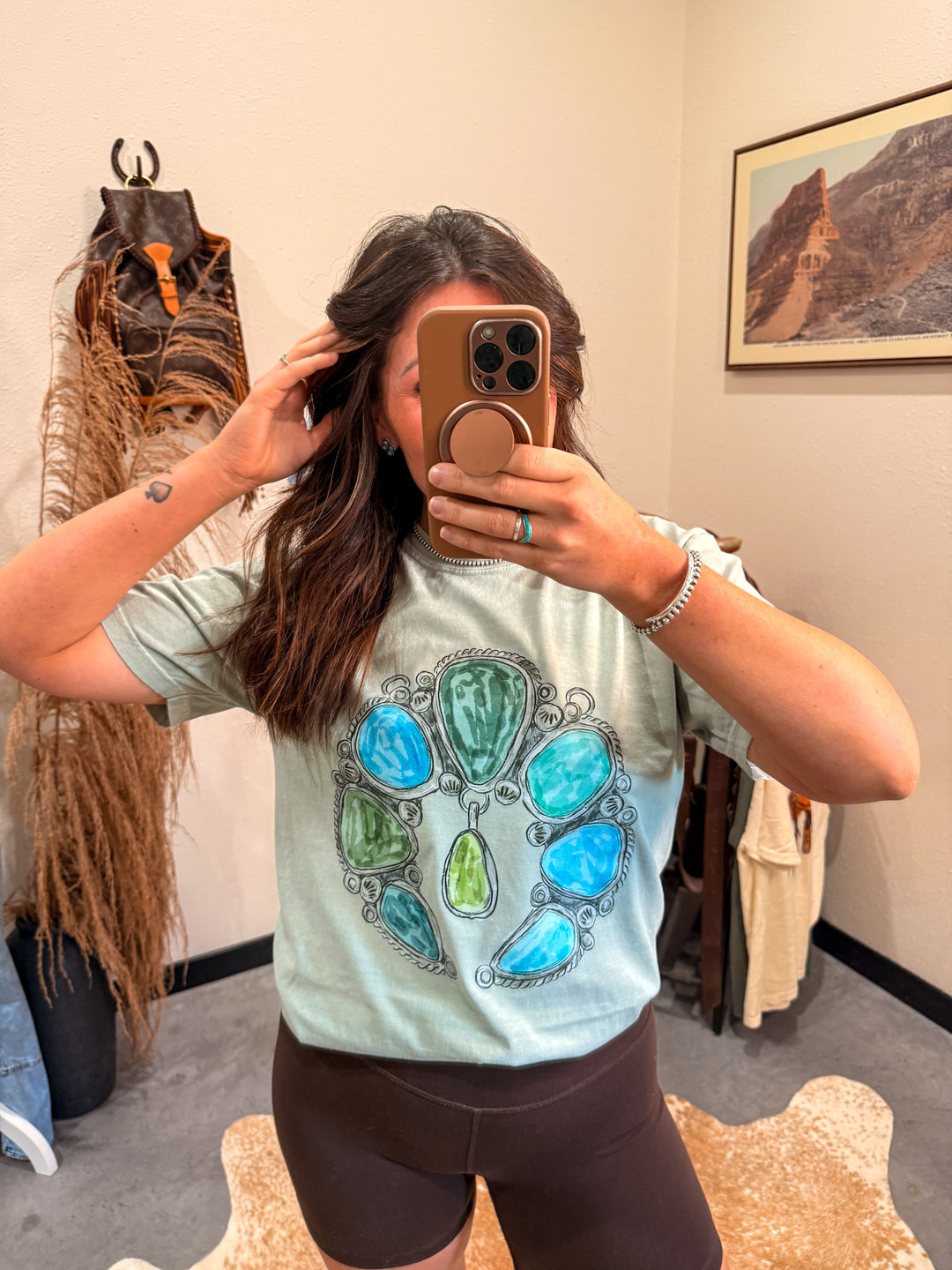 Turquoise Squash Blossom Tee