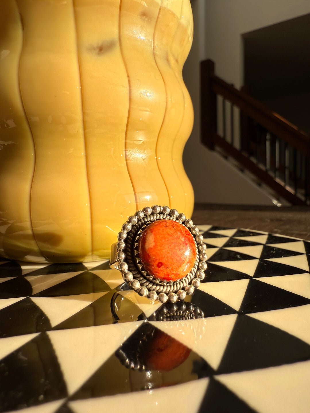 Apply Coral Adjustable Ring