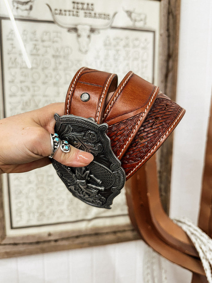 Bronc Buckle Leather Belt