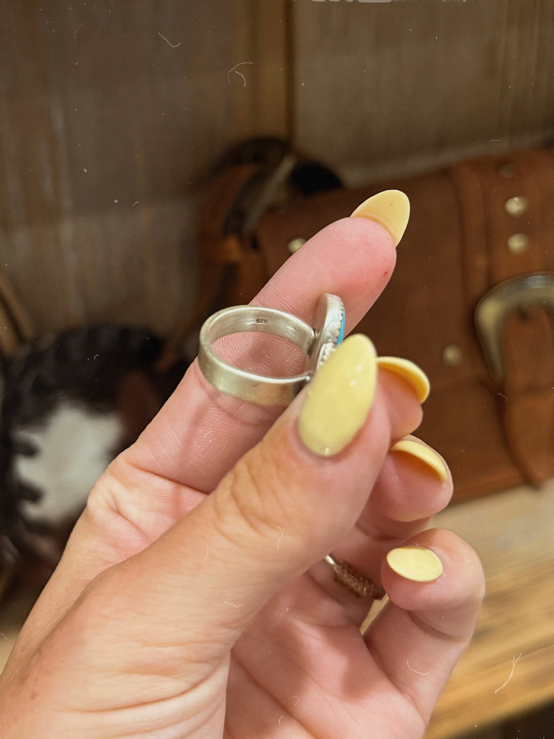 Big Nugget Golden Hills Turquoise Ring - Adjustable