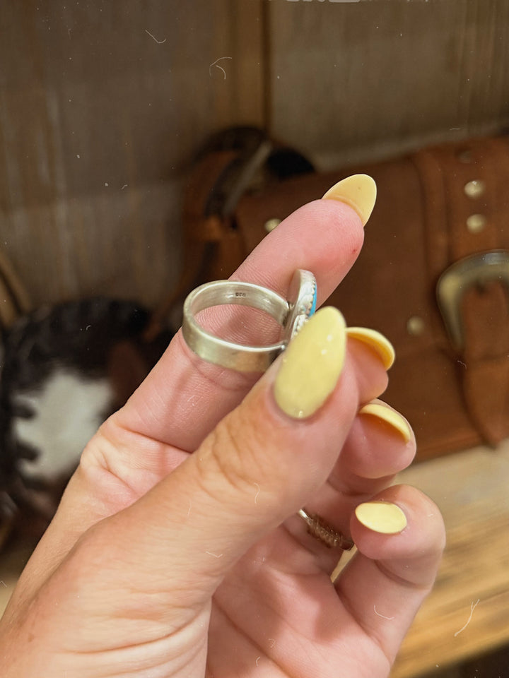 Big Nugget Golden Hills Turquoise Ring - Adjustable