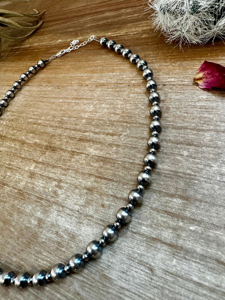 14" 6mm & 3mm Sterling Silver Pearl Choker