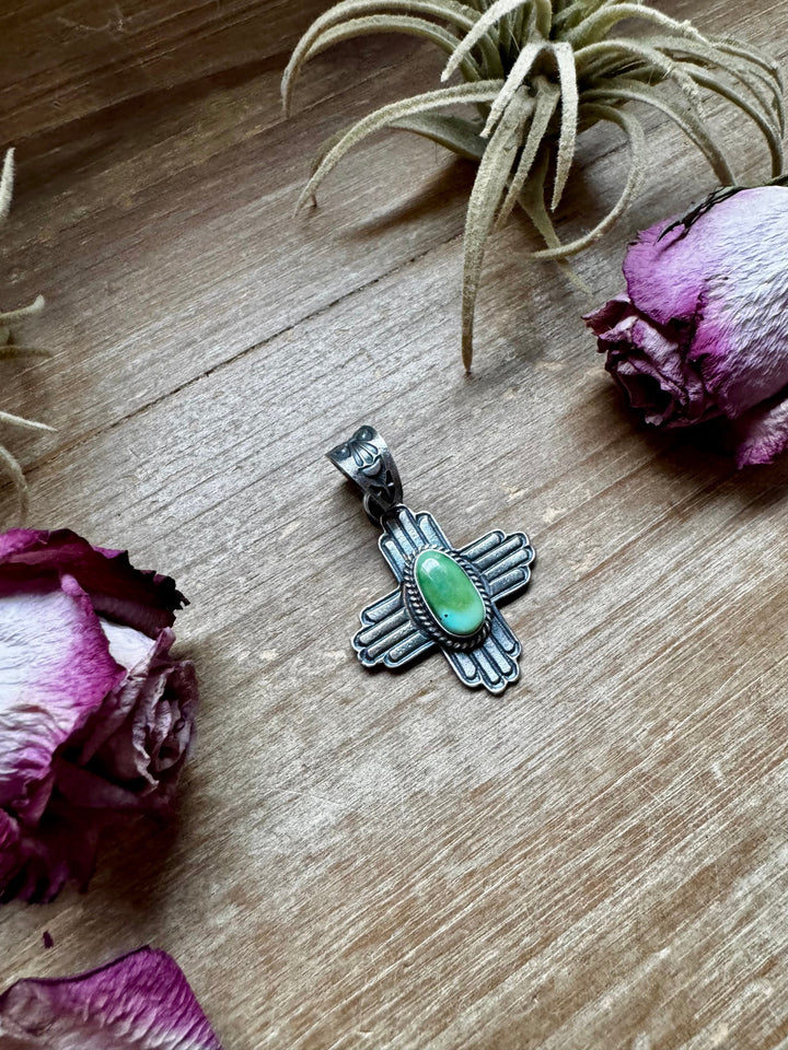 Zia Sonoran Gold Turquoise Pendant – K. Billah – Fits 8mm