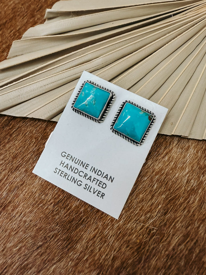 Square Kingman Post Earrings