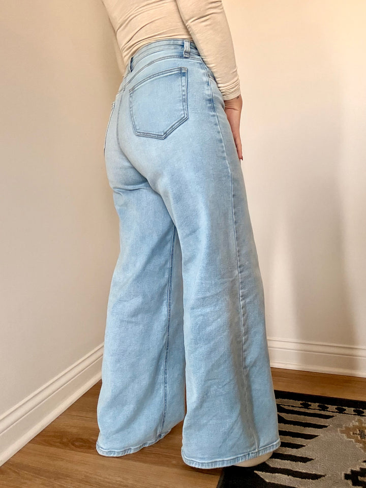 Cello: Evermore Wide Leg Jeans - Light Wash