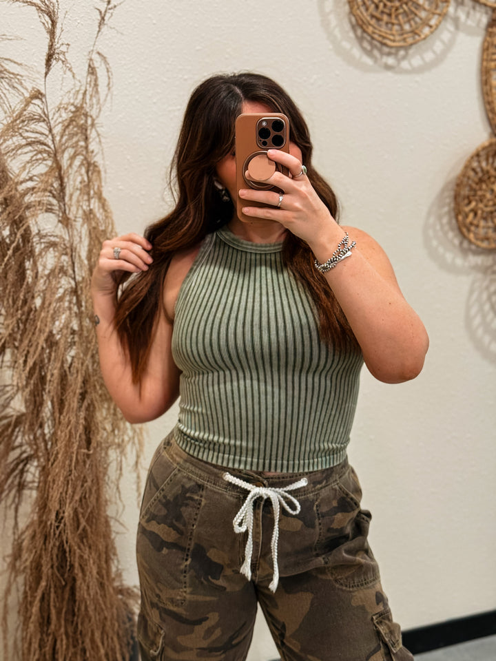 Core Ribbed Tank: Army Green
