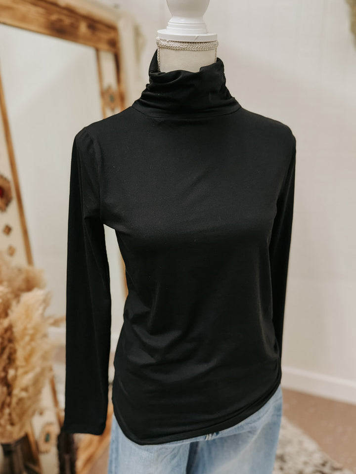 Mock Neck Long Sleeve: Black