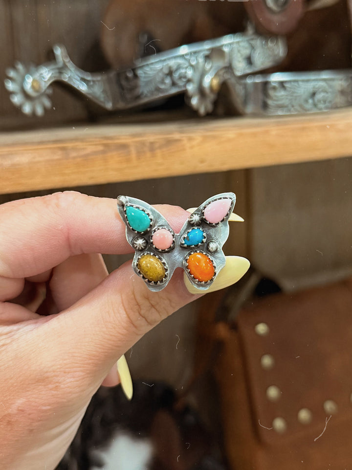 Rainbow Wings Turquoise Ring - Adjustable
