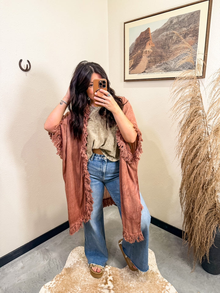 Sun-Bleached Fringe Kimono