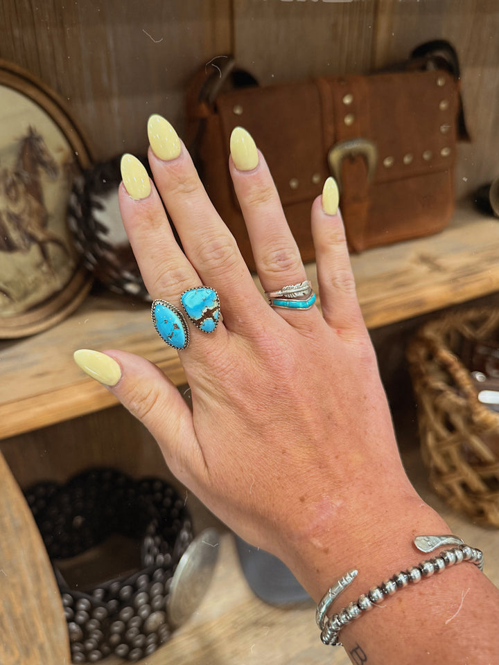 Big Nugget Golden Hills Turquoise Ring - Adjustable