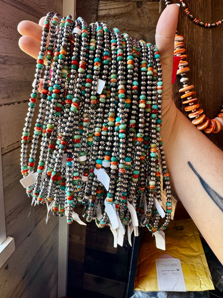 Turquoise & Spiny Oyster Necklace - 5mm - 18”