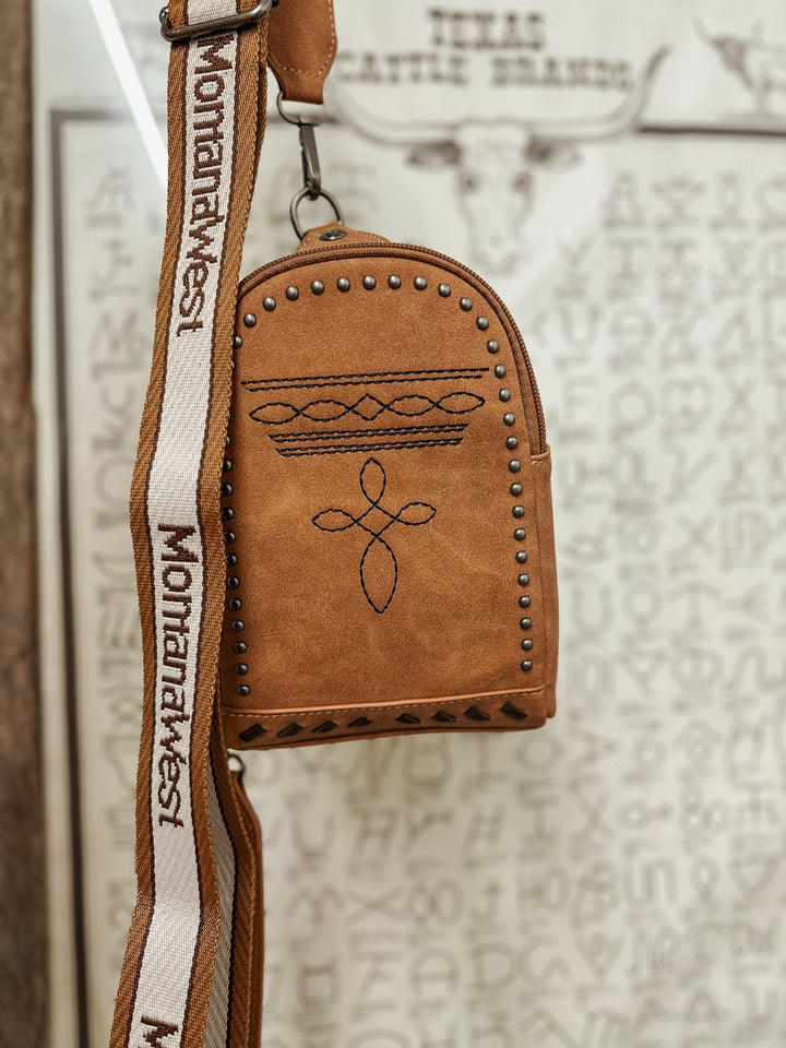 Montana Boot Stitch Sling Bag: Chestnut