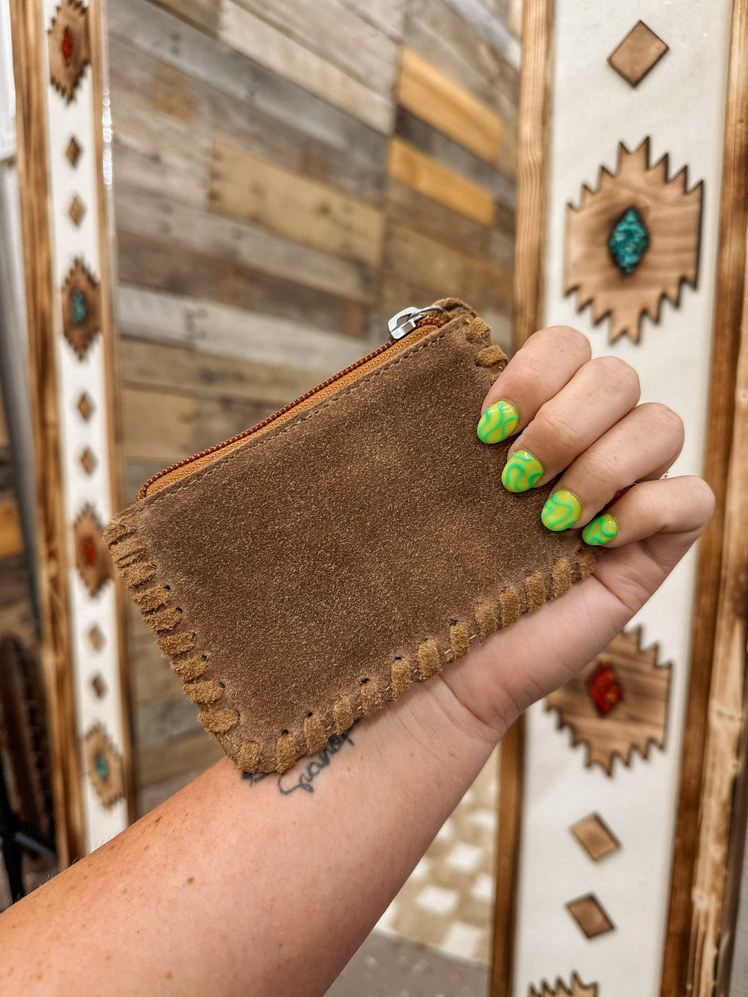 Boot Stitch Coin Purse: Brown