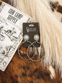 Concho Navajo Pearl Hoop Earrings