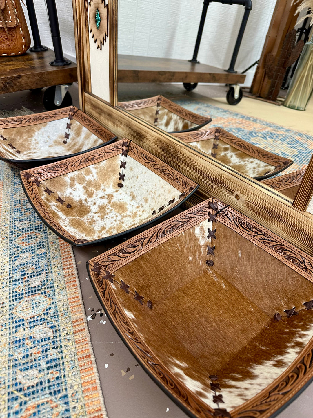 Cowhide Tooled Leather Bowl