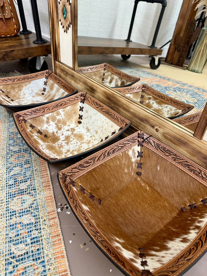 Cowhide Tooled Leather Bowl