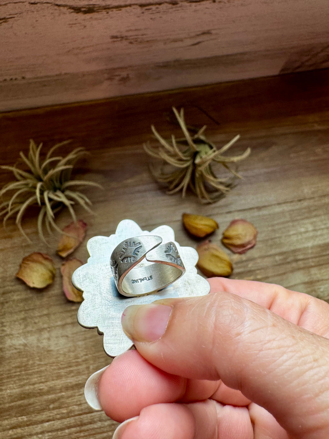 Mojave Spiny & Turquoise Flower Adjustable Ring