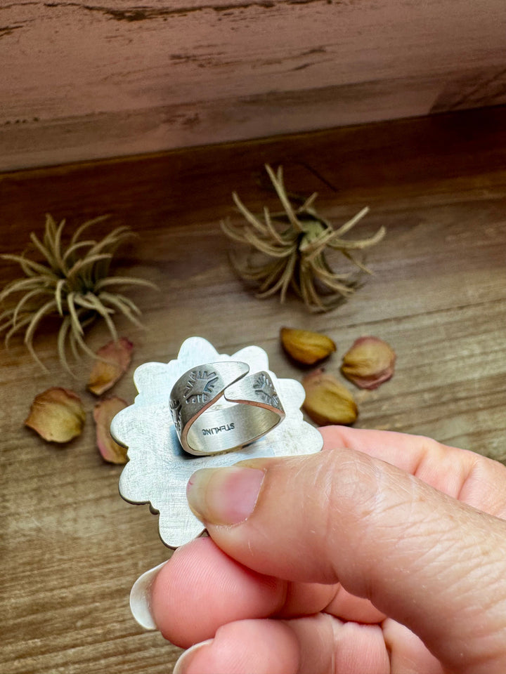 Mojave Spiny & Turquoise Flower Adjustable Ring