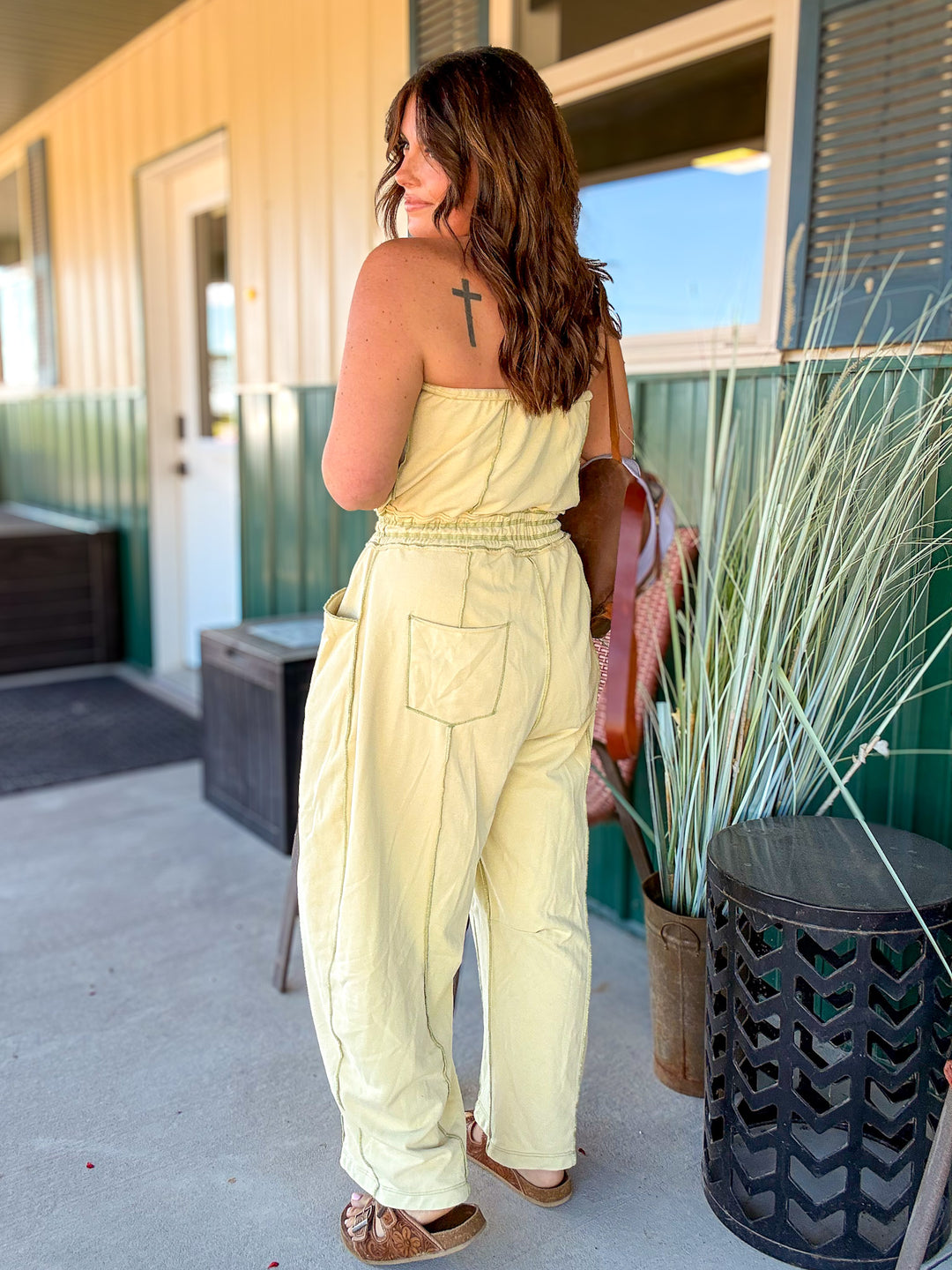 Twisted Lime Barrel Jumpsuit
