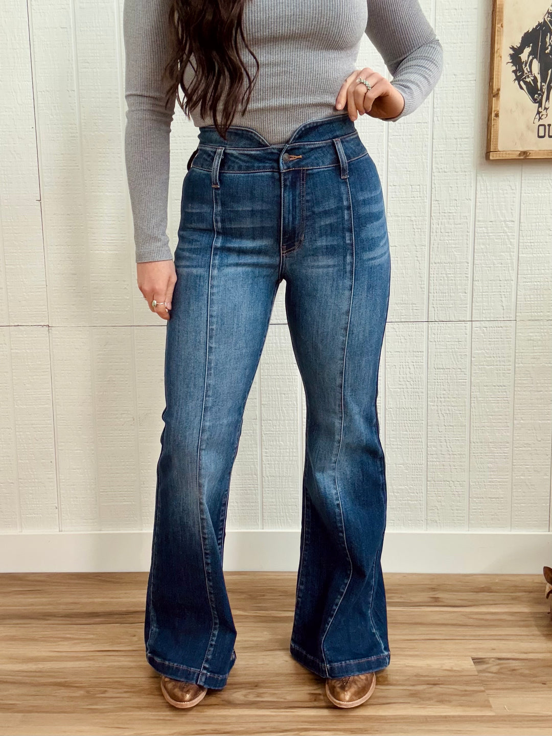 Cello: Double Barrel Flare Jeans