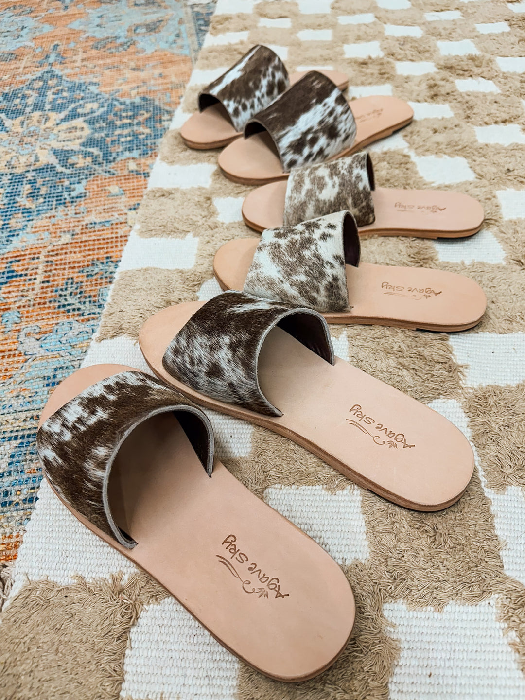 Agave Sky Cowhide Sandals: Chocolate