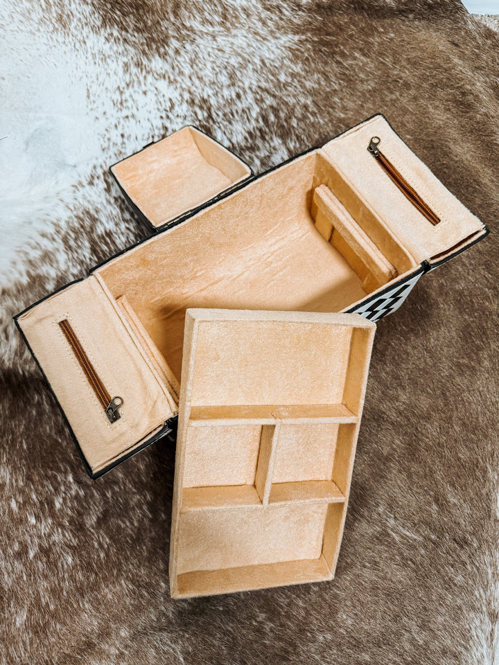 Checkered Leather Makeup Case