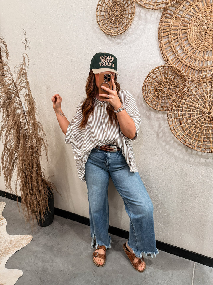 Blaire Striped Button Up Blouse