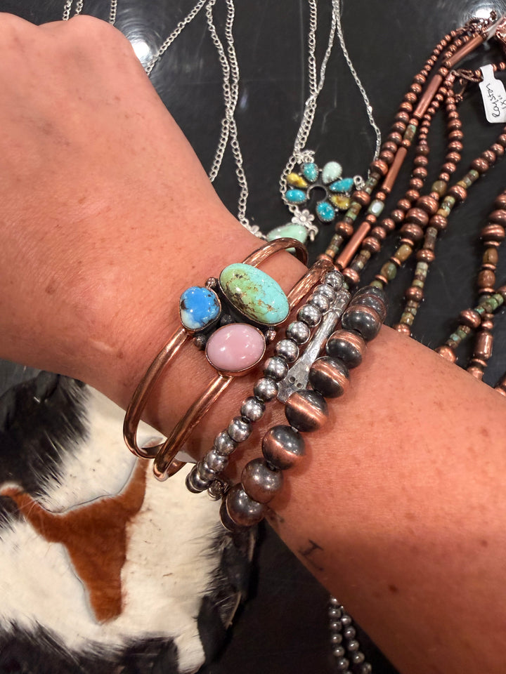 Multi Stone Copper Cuff