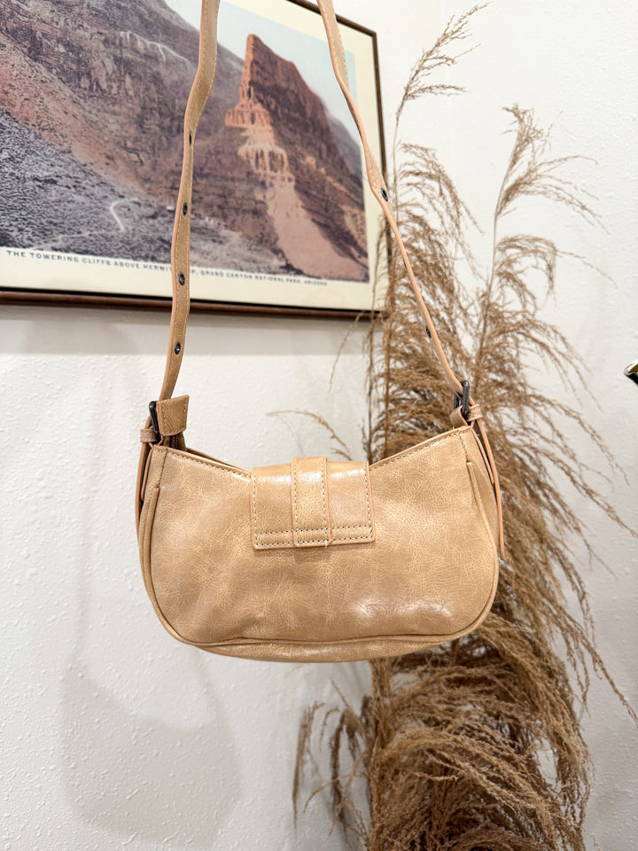 Western Buckle Accent Multi Panel Shoulder Bag