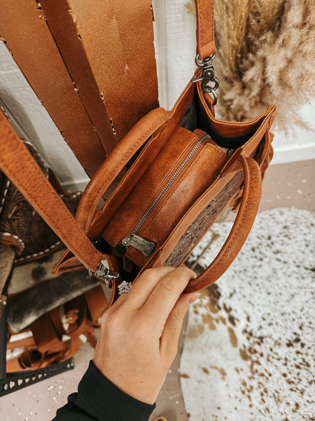 Sterling Tooled Tote Purse