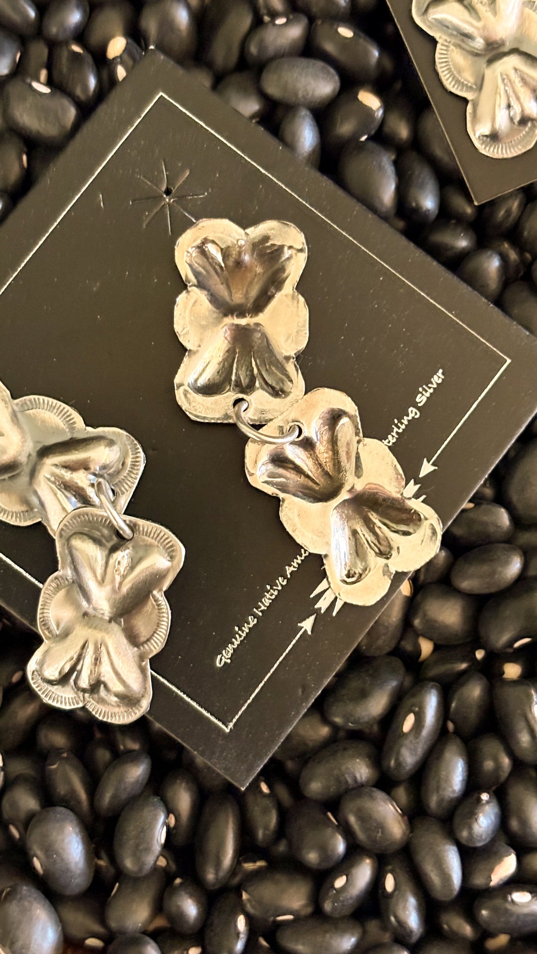 DOUBLE PLAIN BOW TIE CONCHO DANGLE EARRINGS