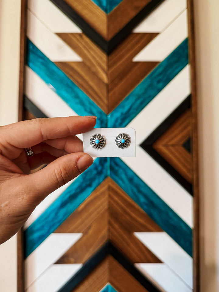Floral Concho & Turquoise Earrings