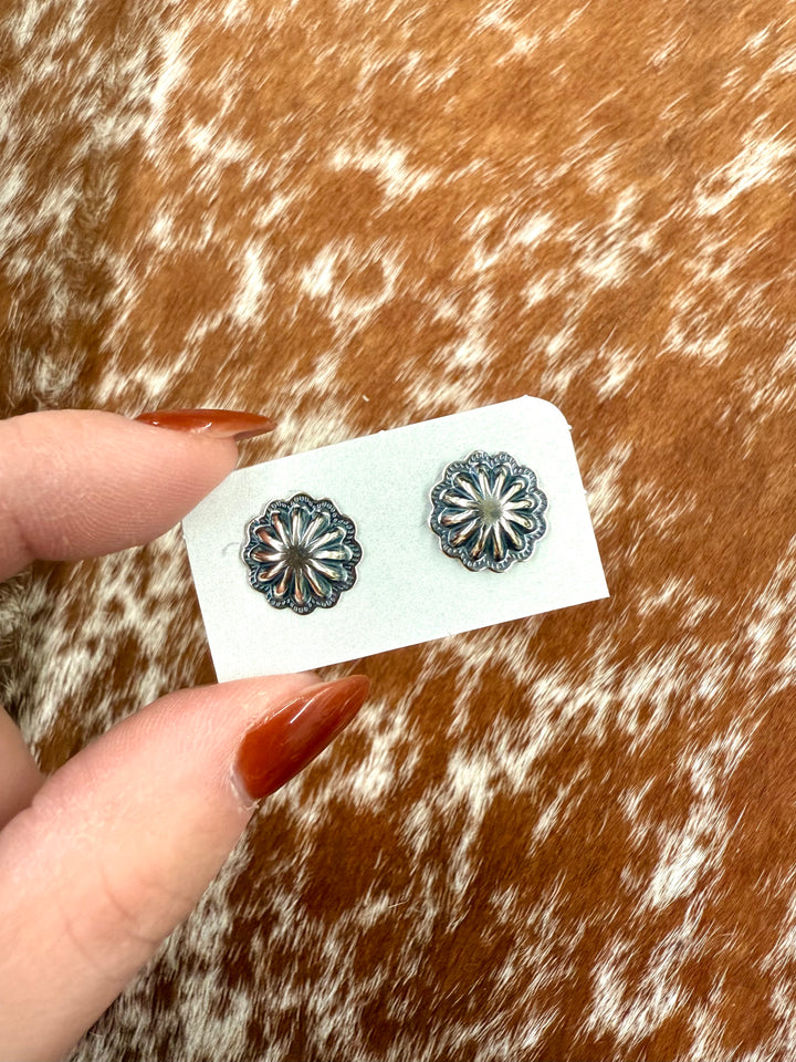 Floral Dainty Concho Stud Earrings