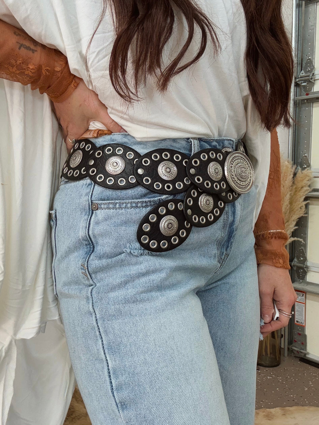 Boho Eyelet Belt: Black