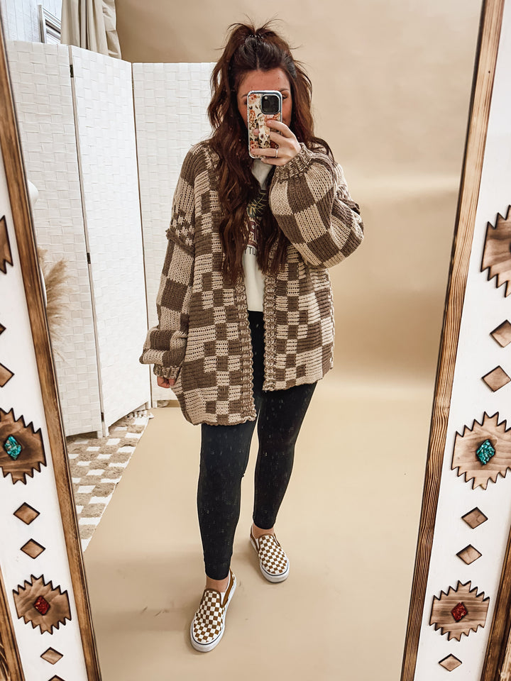 Check Mate Cardigan: Mocha