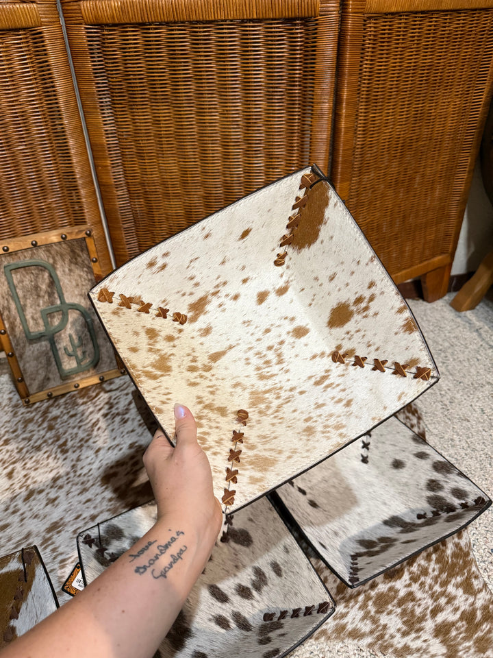 Cowhide & Leather Decorative Bowl