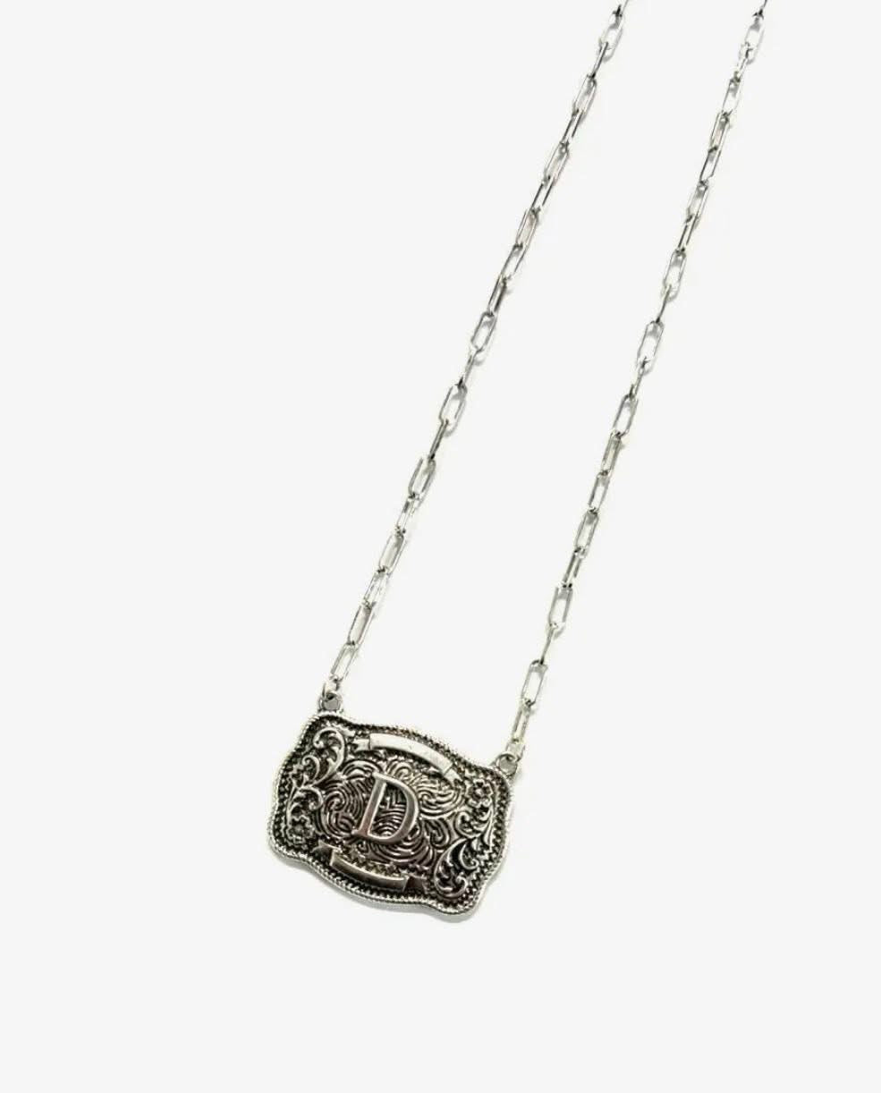 Initial Buckle Necklace
