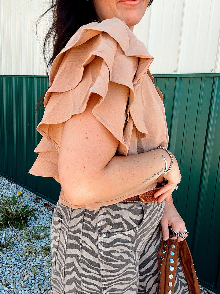 Sabrina Ruffle Blouse: Creamsicle