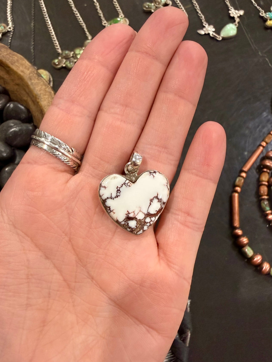 White Buffalo Heart Pendant