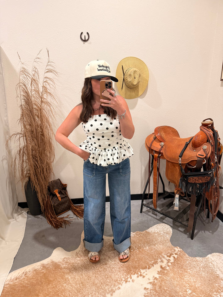 Polka Dot Peplum Top