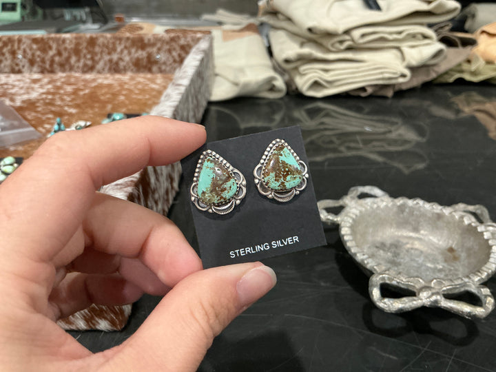 Number 8 Turquoise Teardrop Earrings