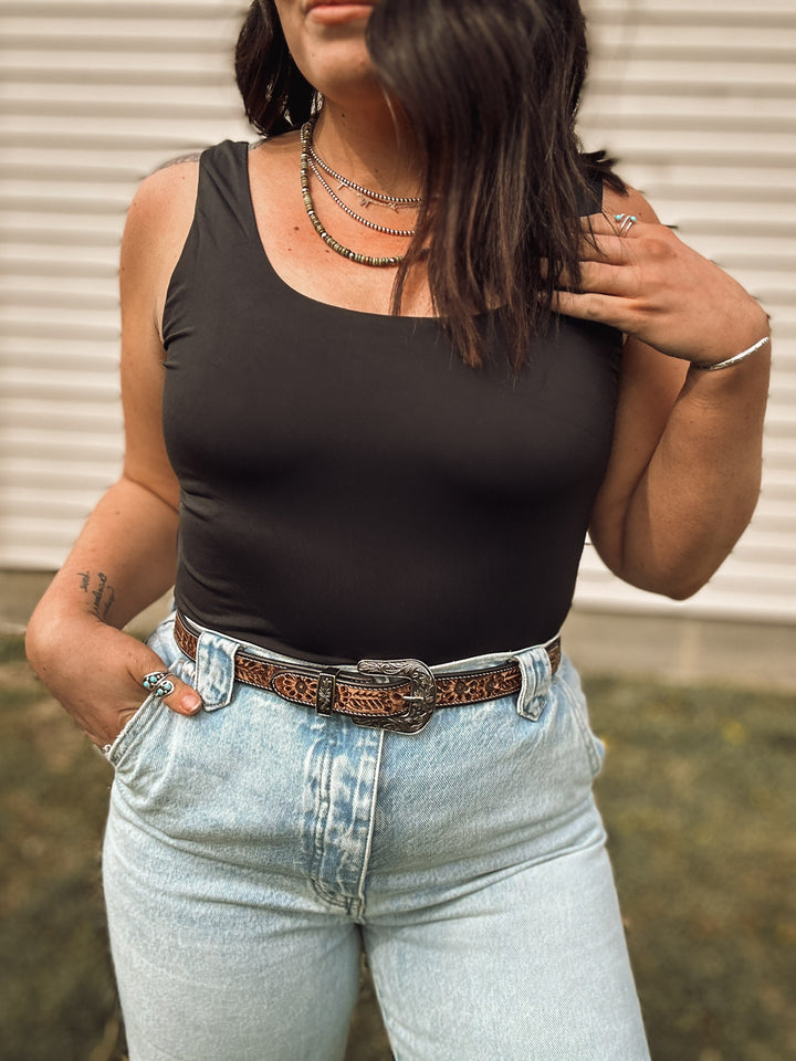 Essentials Tank Bodysuit: Black