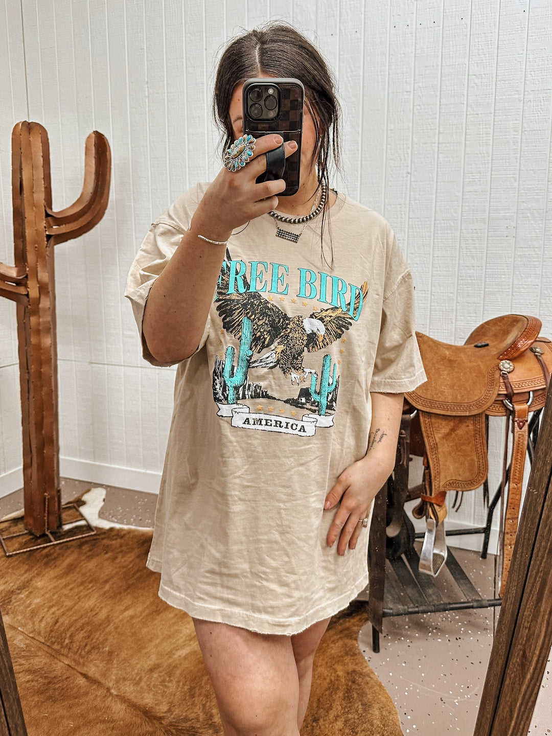 Free Bird Turq Oversized Tee