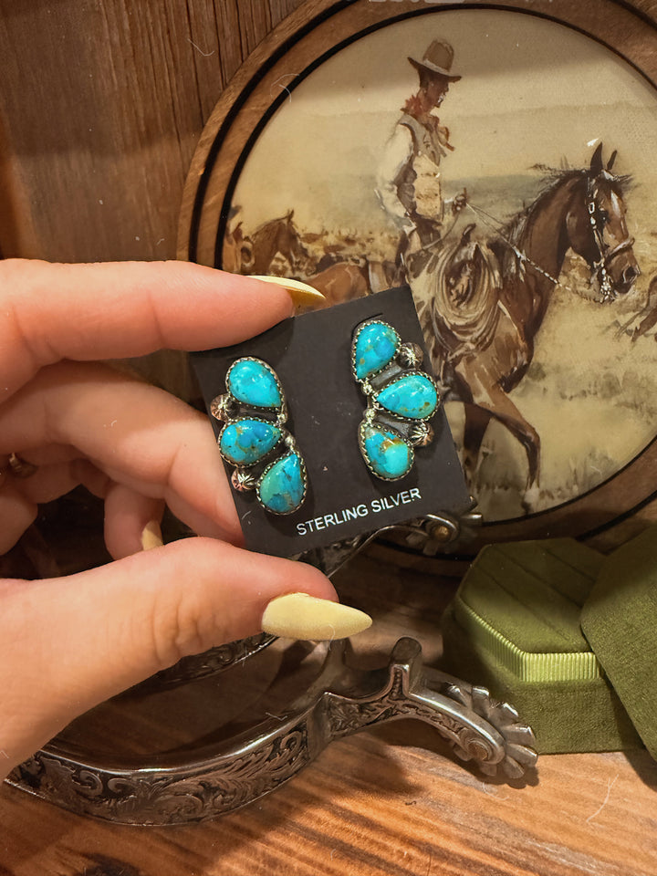 Mojave Turquoise Trio Cluster Earrings